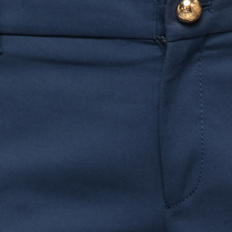 Pre Owned Gucci Blue Cotton Tapered Trousers M