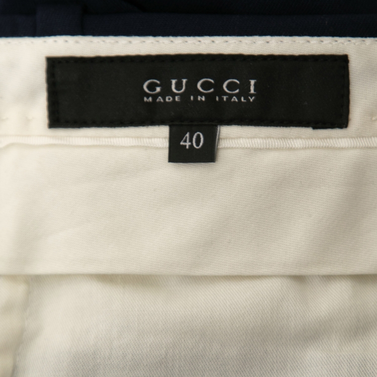 Pre Owned Gucci Navy Blue Wool Flared Trousers S