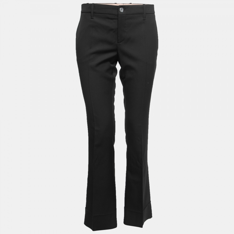 Pre Owned Gucci Black Wool Flared Trousers M