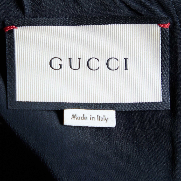 Pre Owned Gucci Black Crepe Contrast Bow Detail Mini Dress M