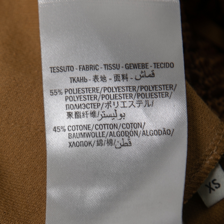 Pre Owned Gucci Brown GG Monogram Jersey Ruffled Hem Midi Skirt XS