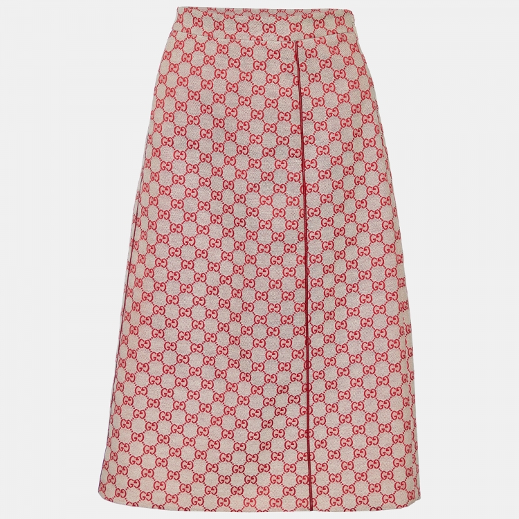 スカート Gucci Logo Embroidered Canvas Midi Skirt GG canvas skirt in camel and ebony | GUCCI® US