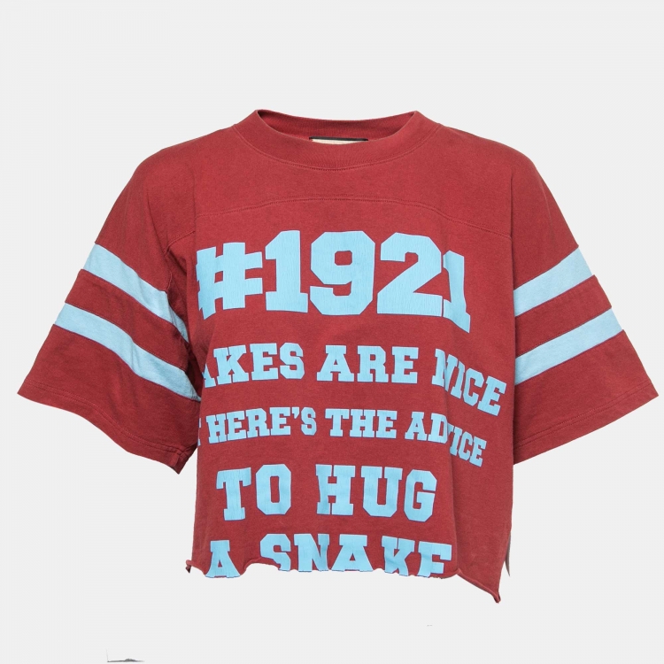 مملوكة مسبقًا Gucci Red Cotton 1921 Print T-Shirt S