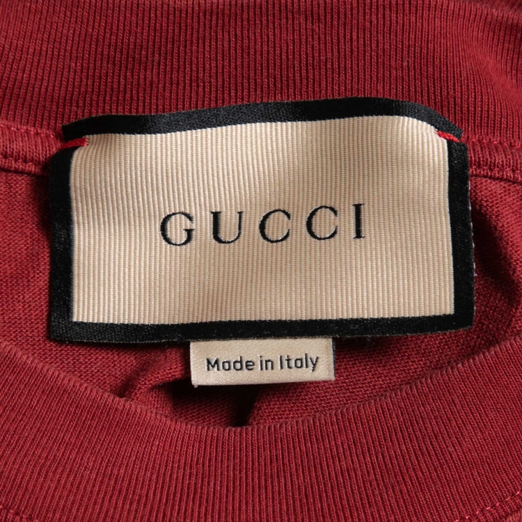 مملوكة مسبقًا Gucci Red Cotton 1921 Print T-Shirt S