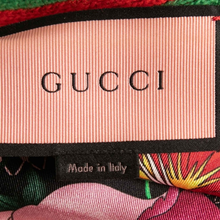 Pre Owned Gucci Green Ghost Patterned Wool Reversible Cardigan M
