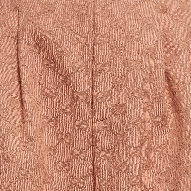 Pre Owned Gucci Pink GG Jacquard Wide-Leg Cropped Pants S