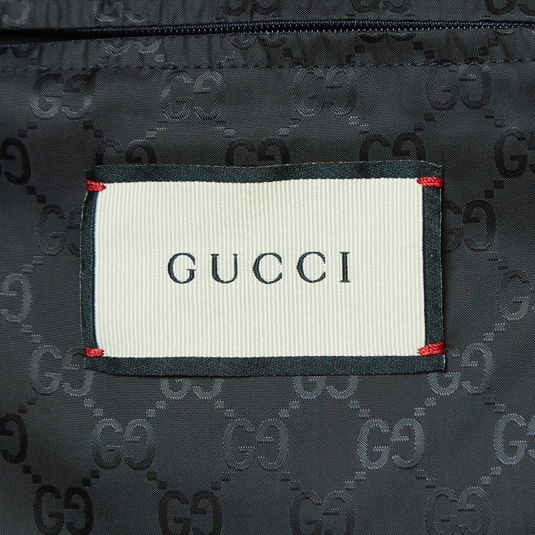 Pre Owned Gucci Black GG Monogram Jacquard Detachable Hood Windbreaker L