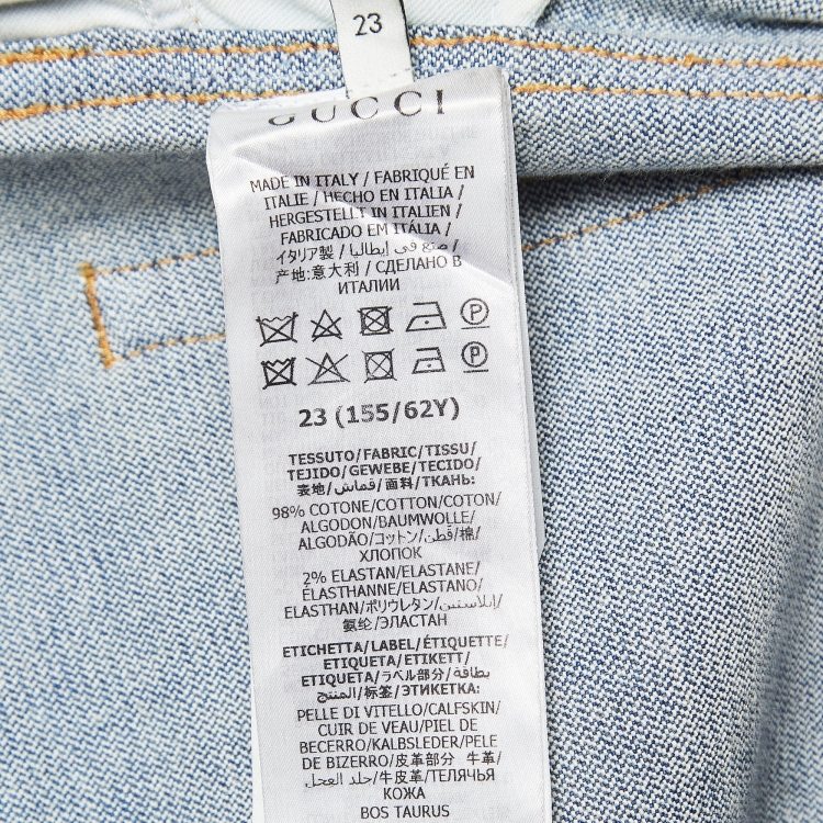 Pre Owned Gucci Blue Faded Denim High Rise Flared Jeans S Waist 23''