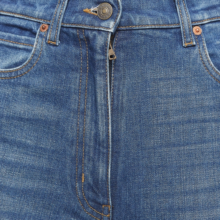 Pre Owned Gucci Blue Faded Denim High Rise Flared Jeans S Waist 23''