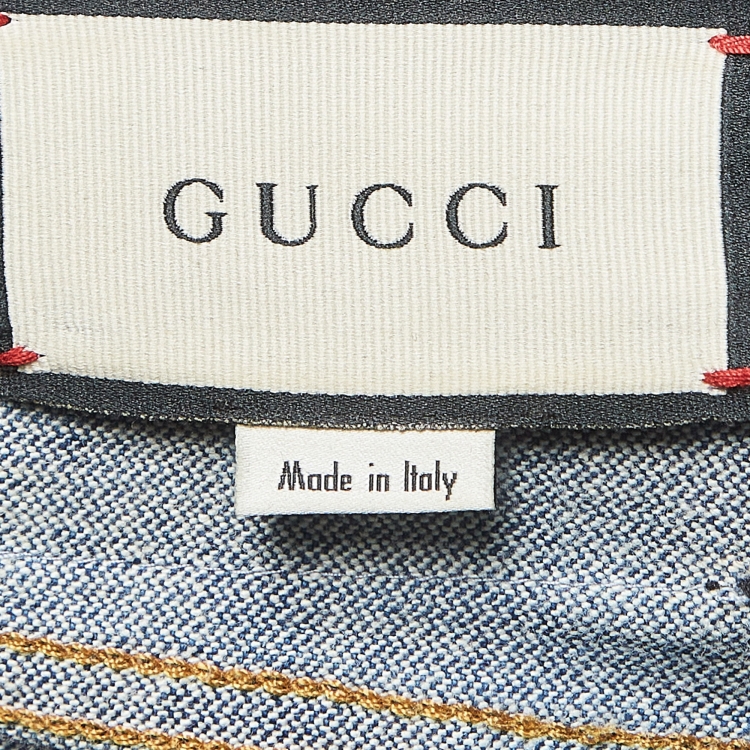 Pre Owned Gucci Blue Faded Denim High Rise Flared Jeans S Waist 23''