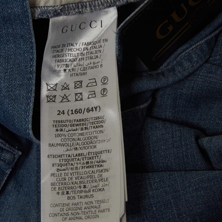 Pre Owned Gucci Blue Washed Denim Flared Jeans S Waist 24"