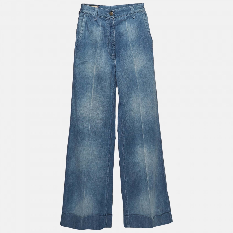 Pre Owned Gucci Blue Washed Denim Flared Jeans S Waist 24"