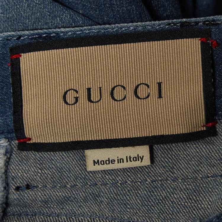 Pre Owned Gucci Blue Washed Denim Flared Jeans S Waist 24"