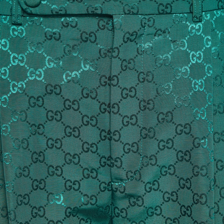 Pre Owned Gucci Green GG Jacquard Trousers M