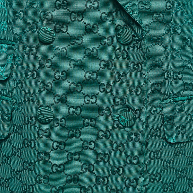 Pre Owned Gucci Green GG Jacquard Blazer M