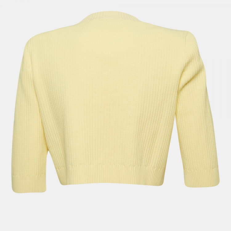 Gucci X Adidas Yellow Rib Knit Buttoned Crop Cardigan S Gucci | TLC US