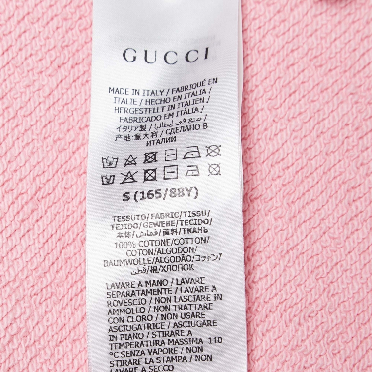 Pre Owned Gucci Pink Printed Cotton Oversized Hoodie S