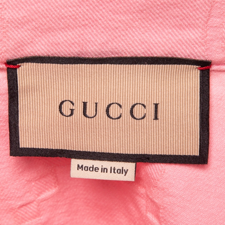 Pre Owned Gucci Pink GG Web Embossed Denim Jacket S