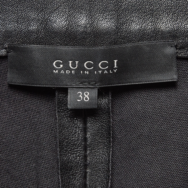 Pre Owned Gucci Black Leather Skinny Trousers S