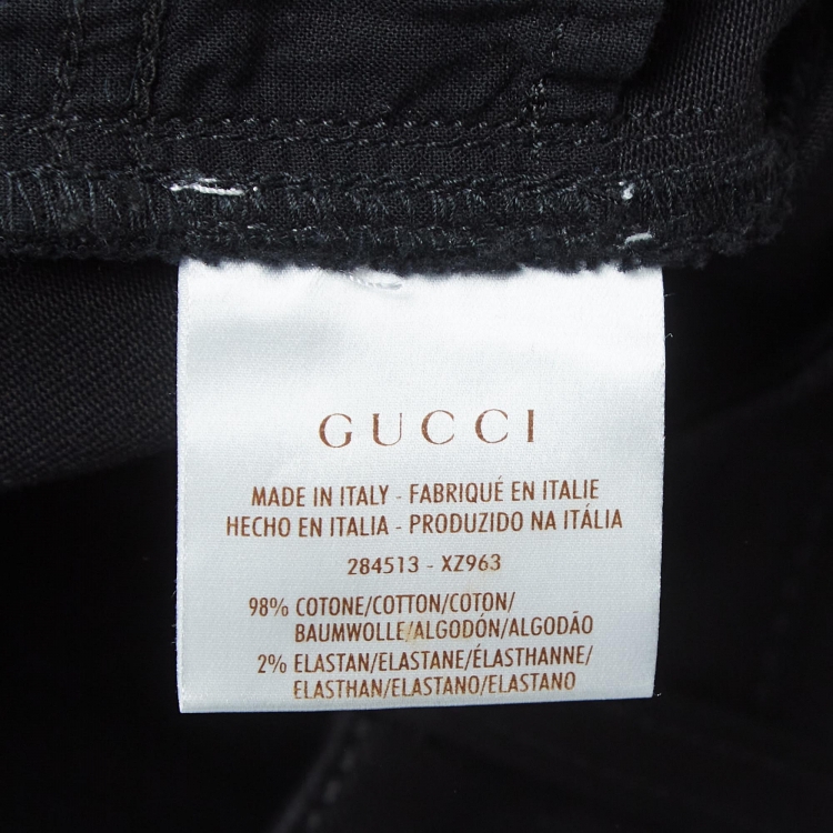 Pre Owned Gucci Black GG Studded Denim Jeans M Waist 31"