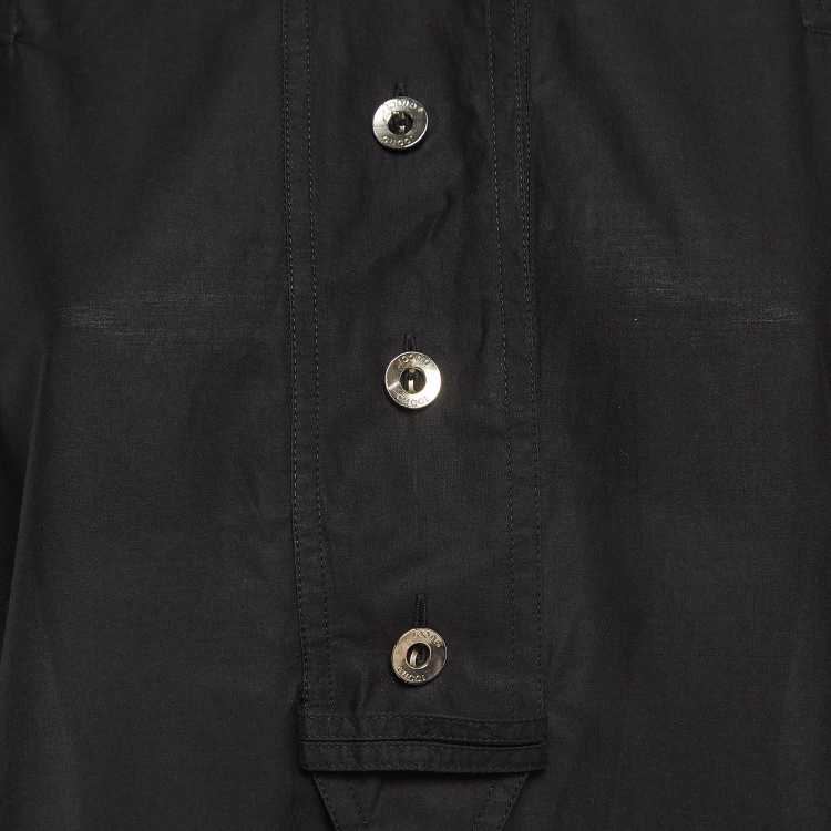 Pre Owned Gucci Black Eyelet Embroidered Cotton Short Dress S