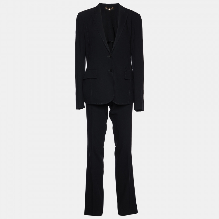 Pre Owned Gucci Black Wool Pant Suit M