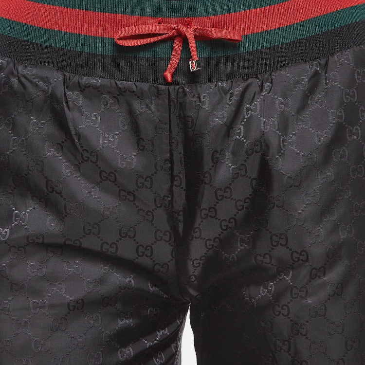 Pre Owned Gucci Black GG Web Pattern Synthetic Track Pants S