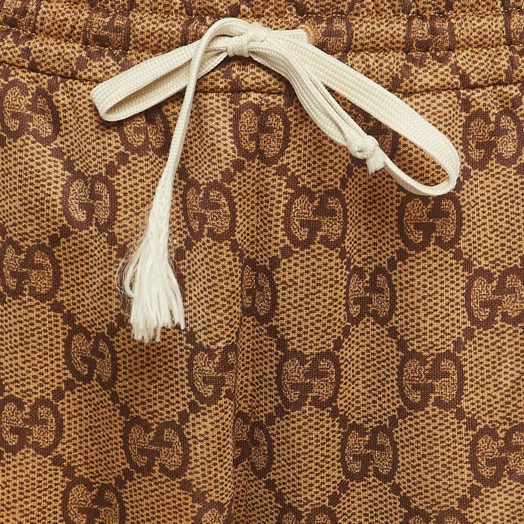 Pre Owned Gucci Brown GG Monogram Print Jersey Track Pants M