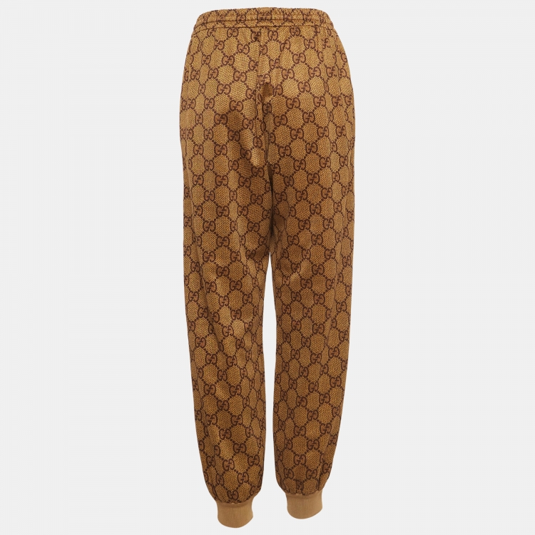 Pre Owned Gucci Brown GG Monogram Print Jersey Track Pants M