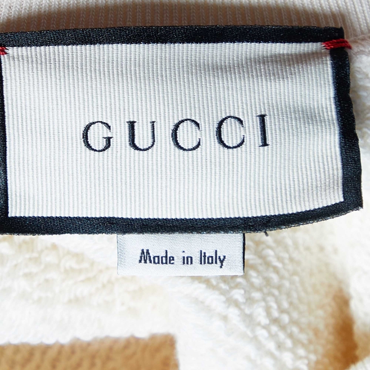 Pre Owned Gucci Cream Gucci Lamb Patch Cotton Oversized Sweatshirt S