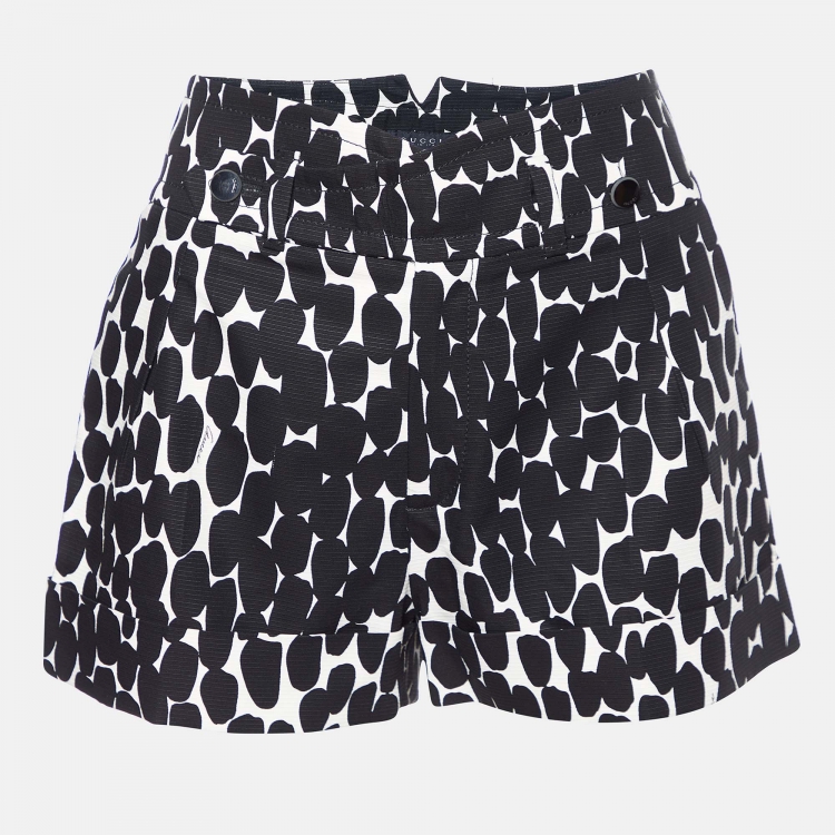 Pre Owned Gucci Monochrome Printed Cotton Shorts S