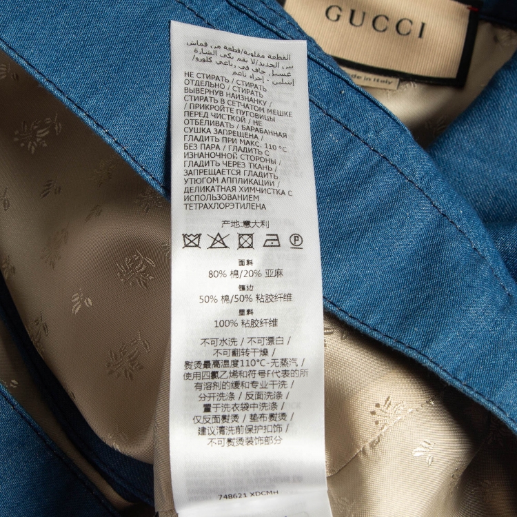 Pre Owned Gucci Blue Denim Detailed Button Crop Jacket M