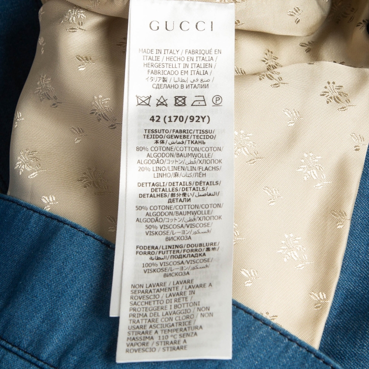 Pre Owned Gucci Blue Denim Detailed Button Crop Jacket M