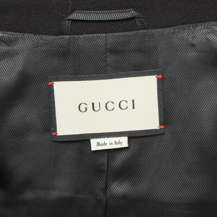 Pre Owned Gucci Black Wool Belted Mid Length Coat XS
