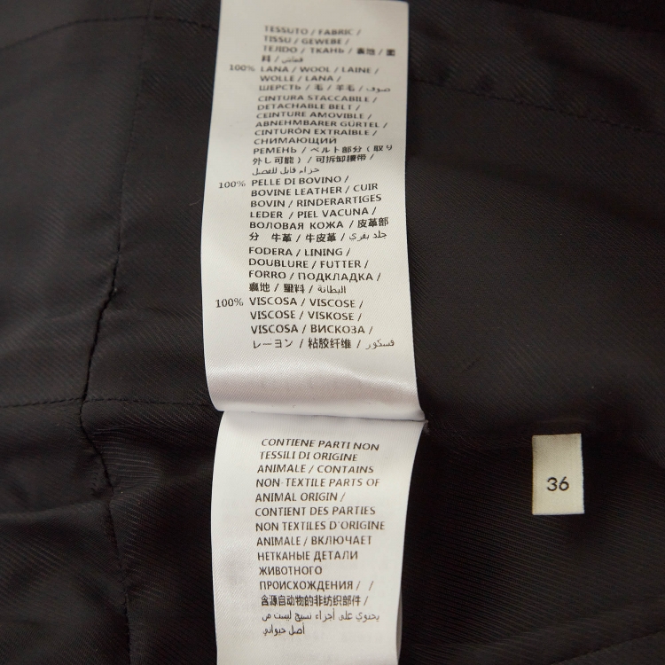 Pre Owned Gucci Black Wool Belted Mid Length Coat XS