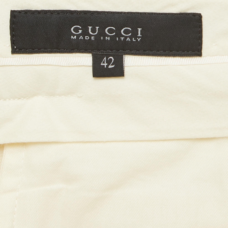 Pre Owned Gucci Cream Flared Trousers M