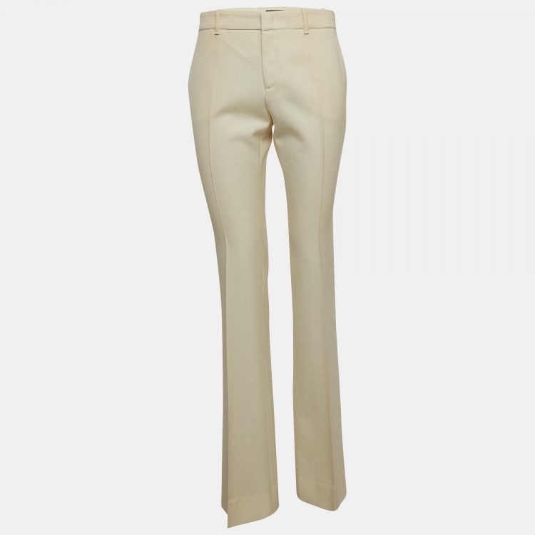 Pre Owned Gucci Cream Flared Trousers M