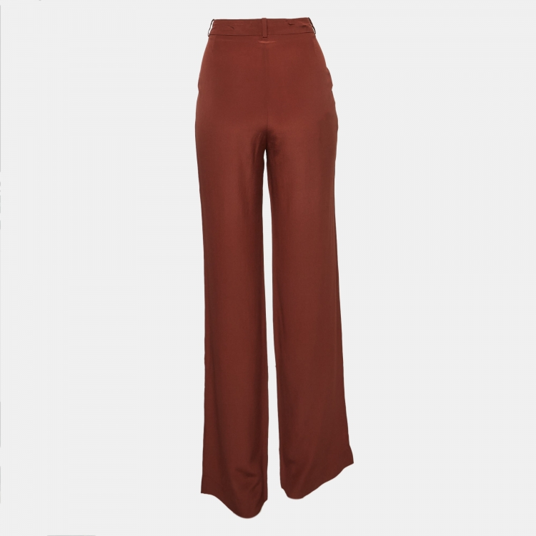 Pre Owned Gucci Brown Silk Tapered Trousers S