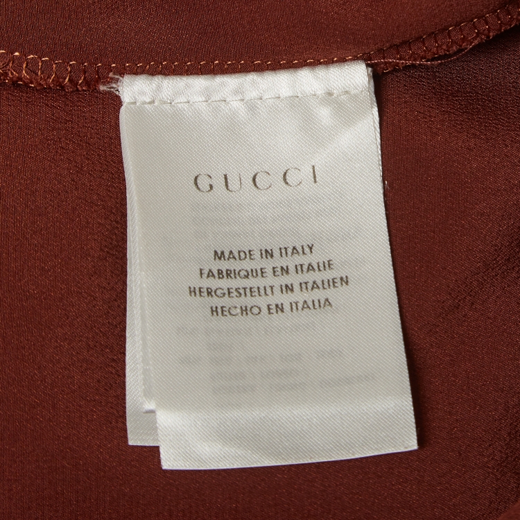 Pre Owned Gucci Brown Silk Tapered Trousers S