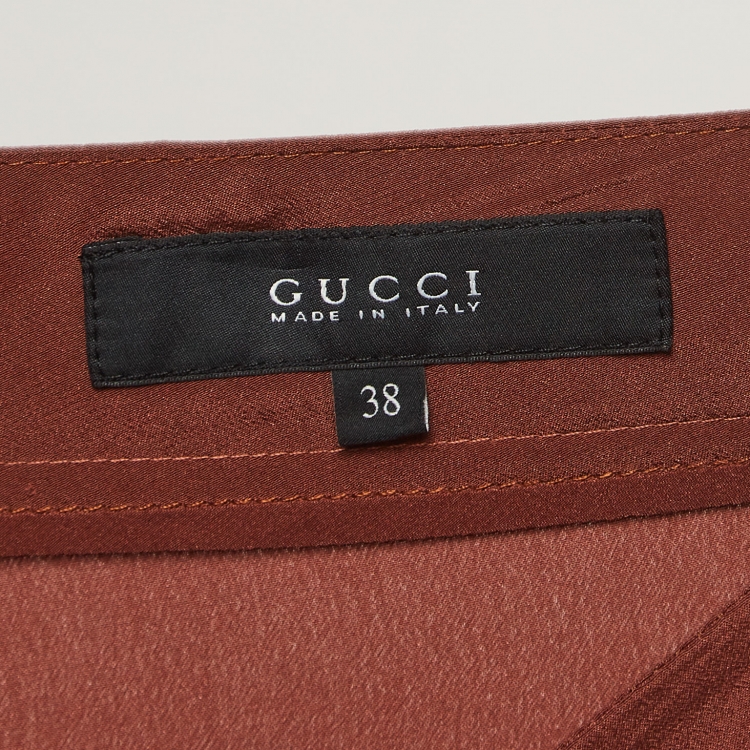 Pre Owned Gucci Brown Silk Tapered Trousers S