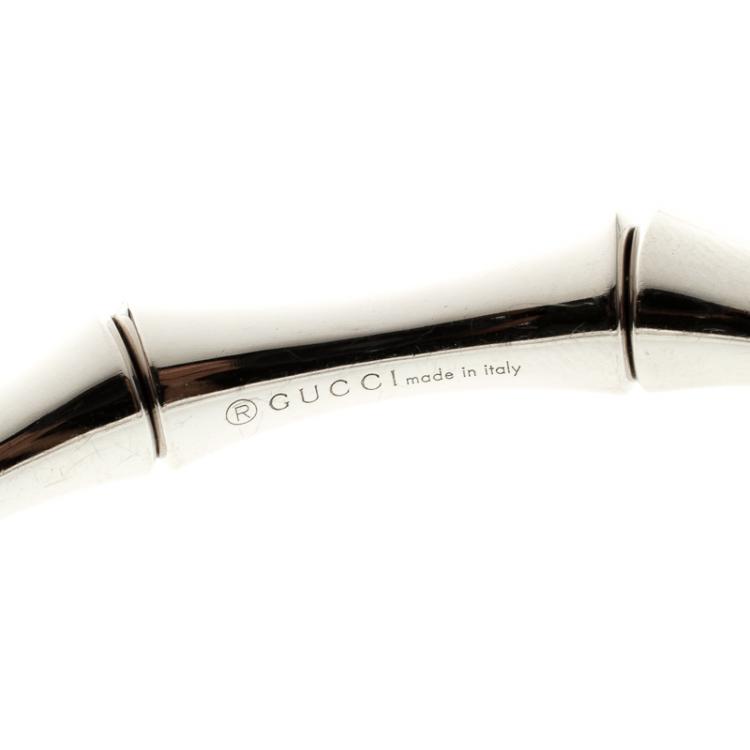 Pre Owned Gucci Bamboo 18k White Gold Thin Bangle Bracelet 18cm