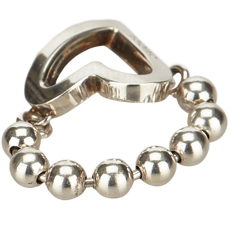 Pre Owned Gucci Sterling Silver Heart Cutout Ring