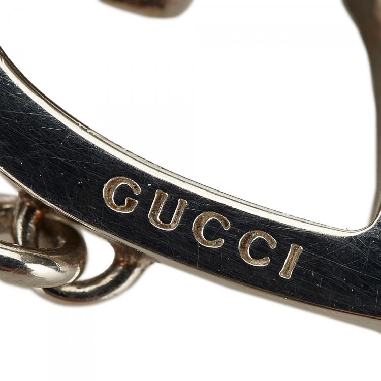 Pre Owned Gucci Sterling Silver Heart Cutout Ring