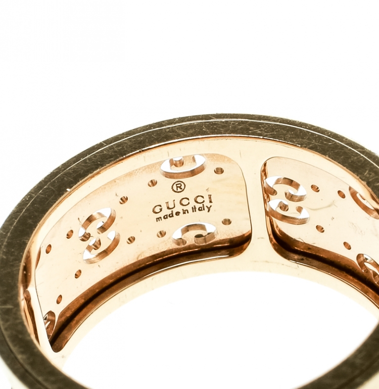 Pre Owned Gucci Icon 18k Yellow Gold Band Ring Size 56