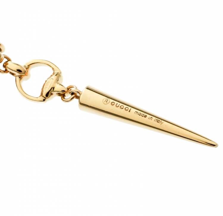 Pre Owned Gucci Horsebit Quartz 18k Yellow Gold Spike Drop Non-identical Earrings