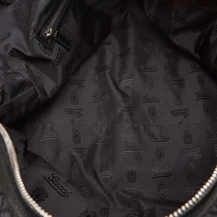 Pre Owned Gucci Gray/Black Diamante Canvas Travel Bag