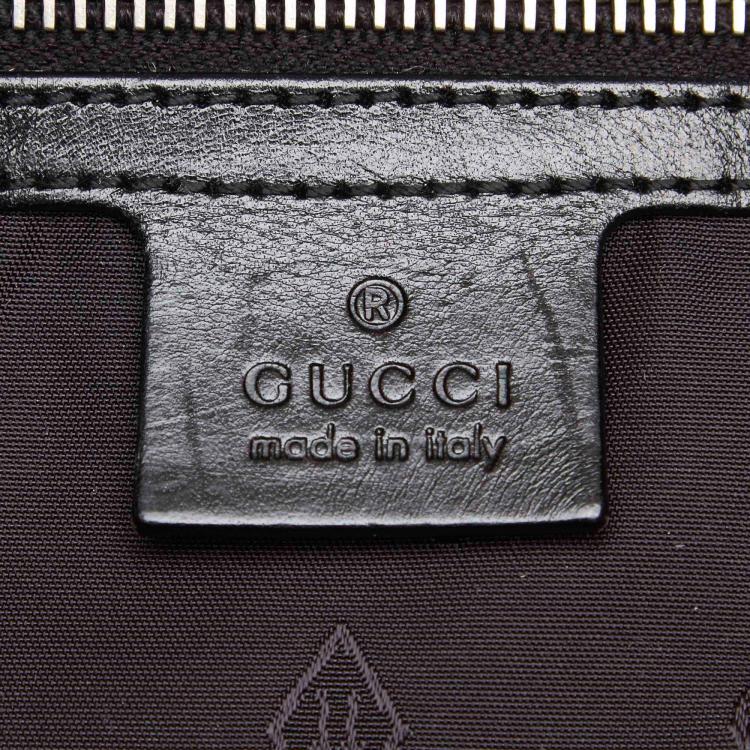 Pre Owned Gucci Gray/Black Diamante Canvas Travel Bag