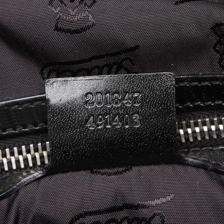 Pre Owned Gucci Gray/Black Diamante Canvas Travel Bag
