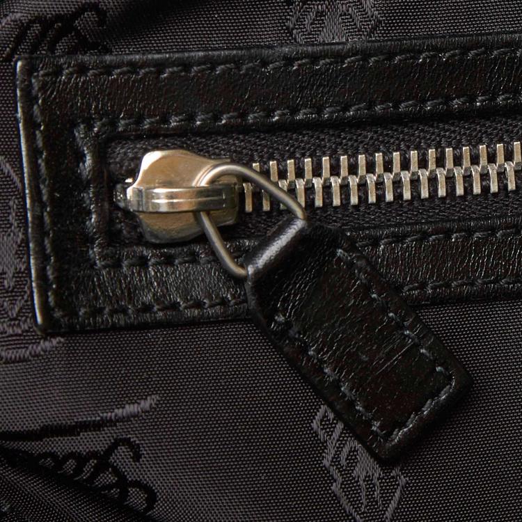 Pre Owned Gucci Gray/Black Diamante Canvas Travel Bag
