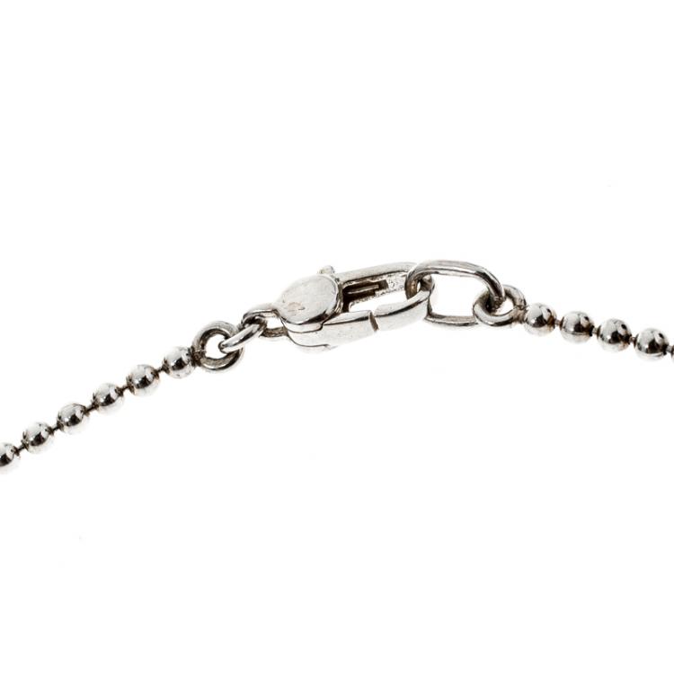Pre Owned Gucci Sterling Silver Beads Heart Pendant Necklace